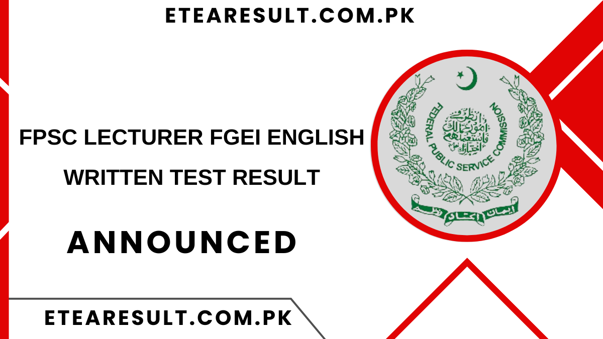 FPSC Lecturer FGEI English Written Test Result 