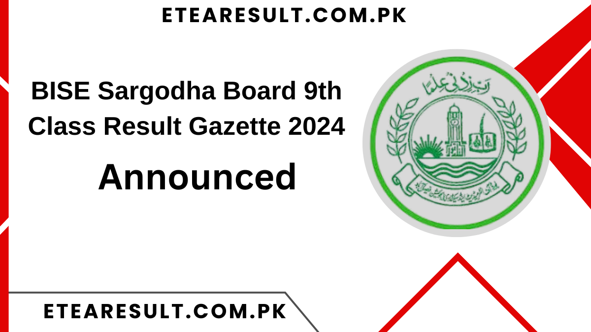 BISE Sargodha Board 9th Class Result Gazette 2025 PDF