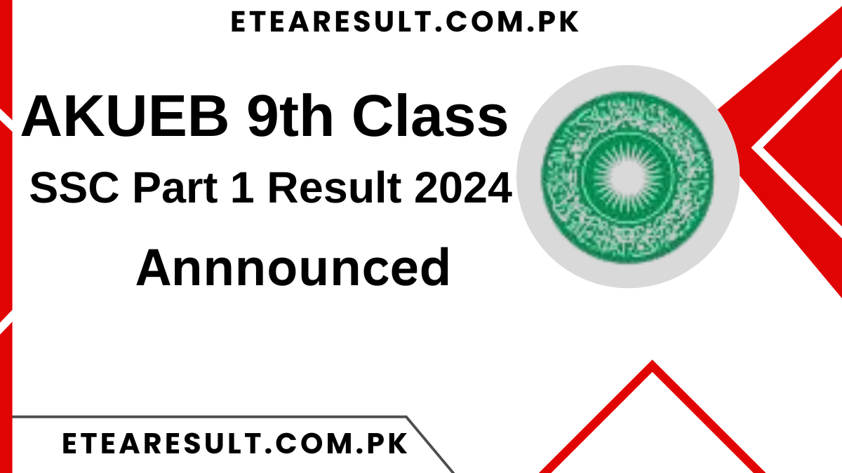 AKUEB 9th Class SSC Part 1 Result 2024