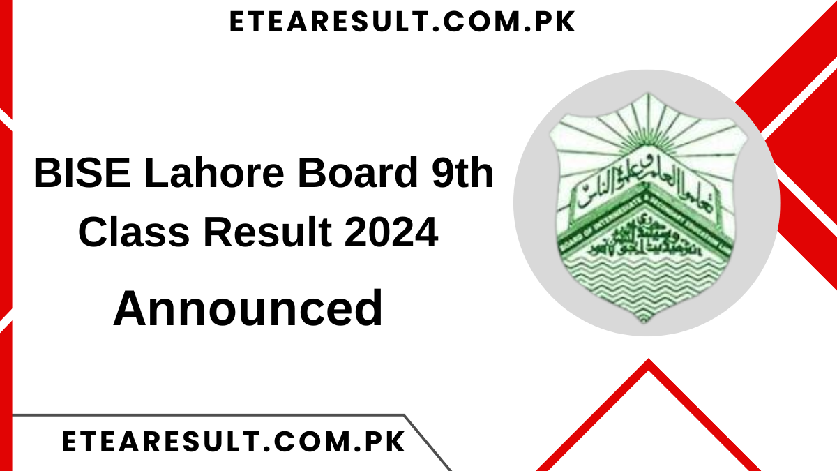 BISE Lahore Board 9th Class Result 2024