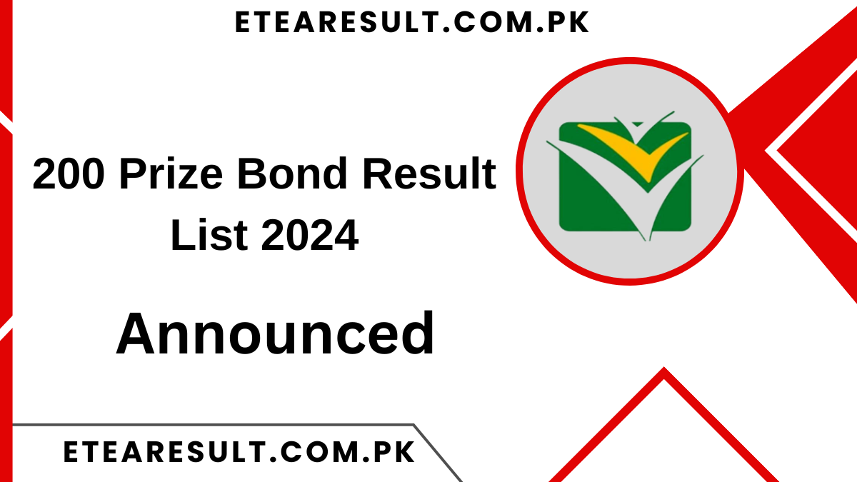 200 Prize Bond Result List 2024 Today 16 September Draw 99 Peshawar