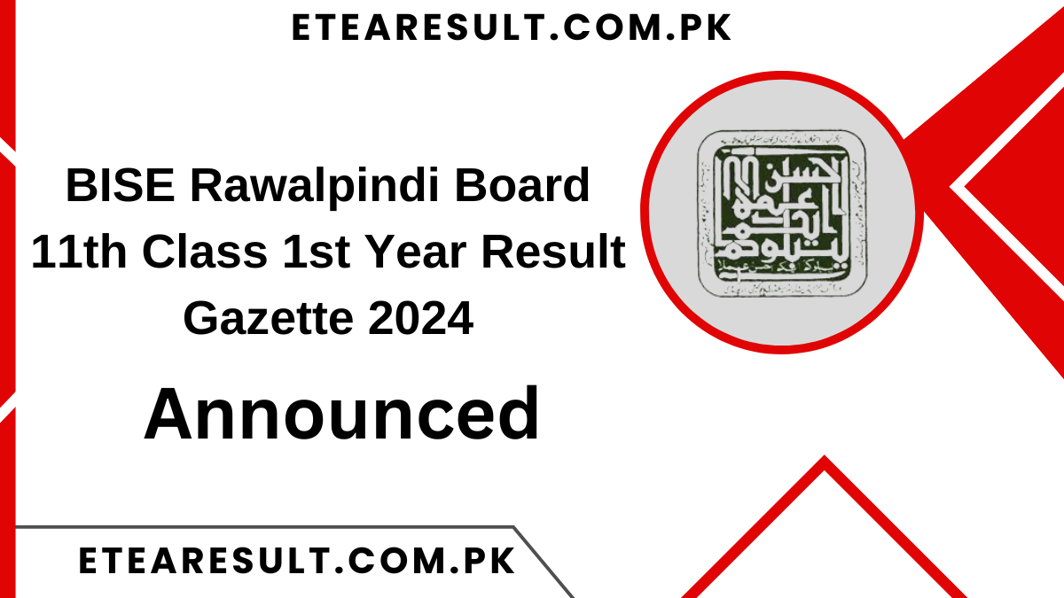 BISE Rawalpindi Board 11th Class 1st Year Result Gazette 2024