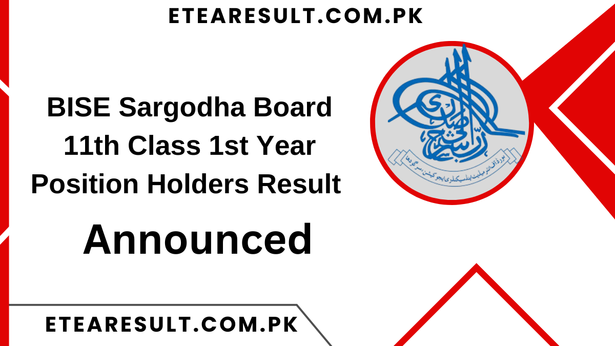 BISE Sargodha Board 11th Class 1st Year Position Holders Result