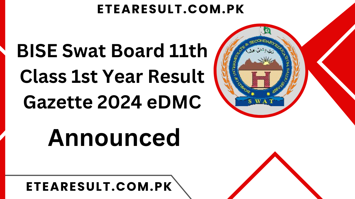 BISE Swat Board 11th Class 1st Year Result Gazette 2024