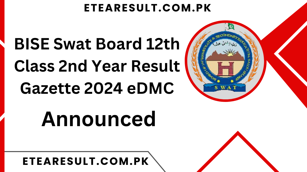 BISE Swat Board 12th Class 2nd Year Result Gazette 2024