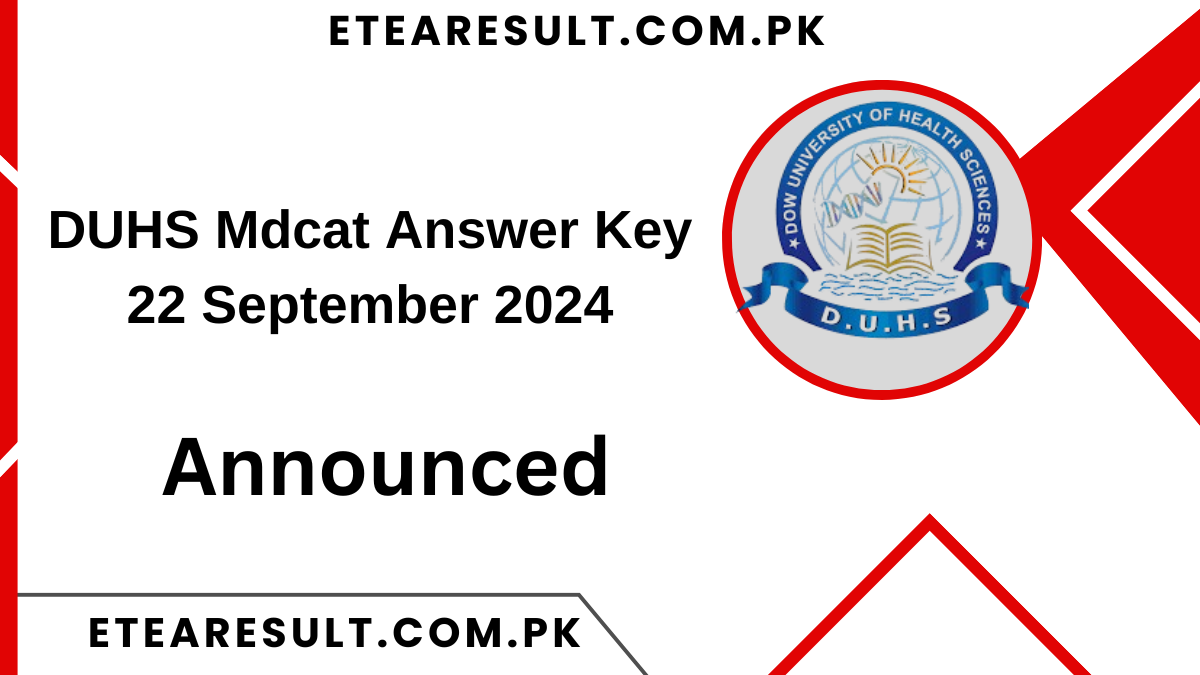 DUHS Mdcat Answer Key 22 September 2024