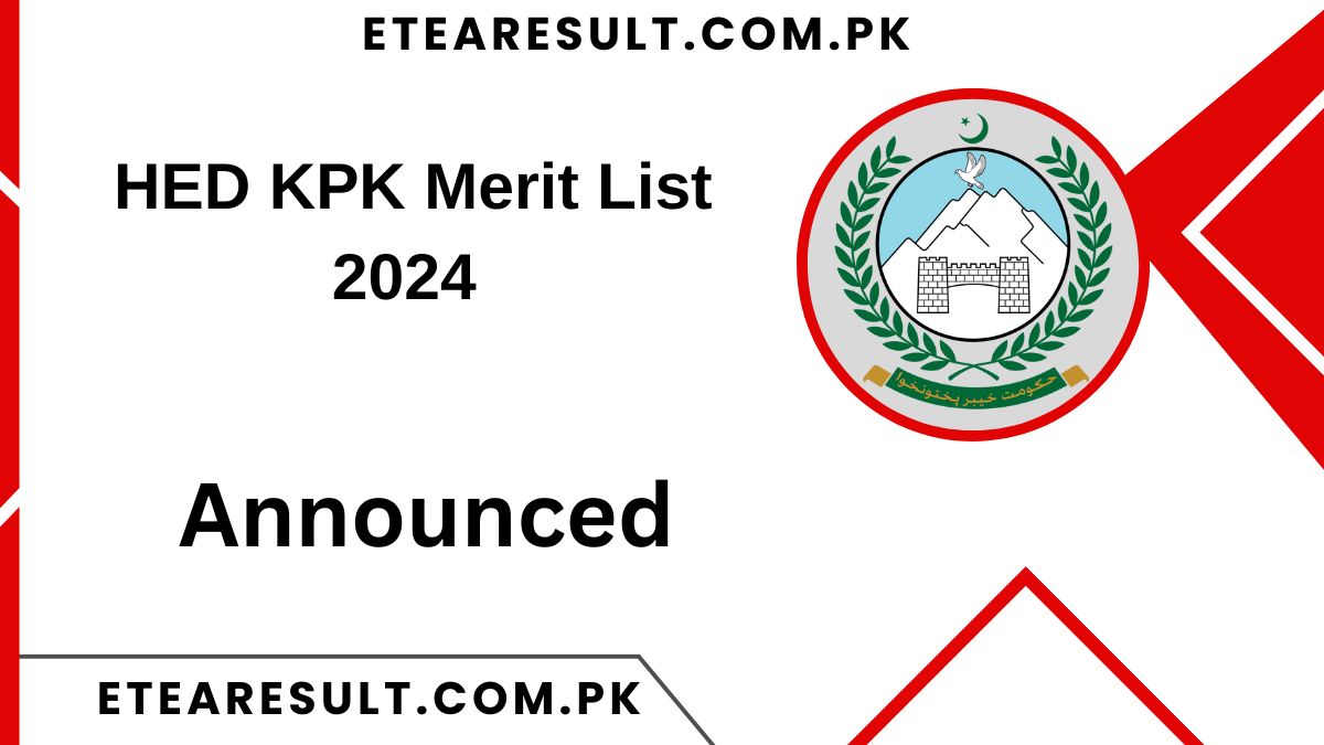 HED KPK Merit List 2024