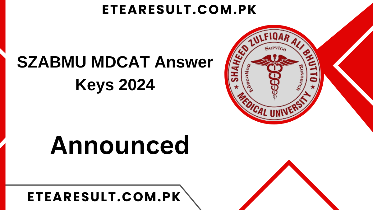 SZABMU MDCAT Answer Keys 2024