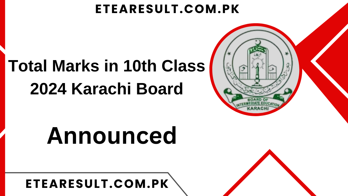 Total Marks in 10th Class 2024 Karachi Board