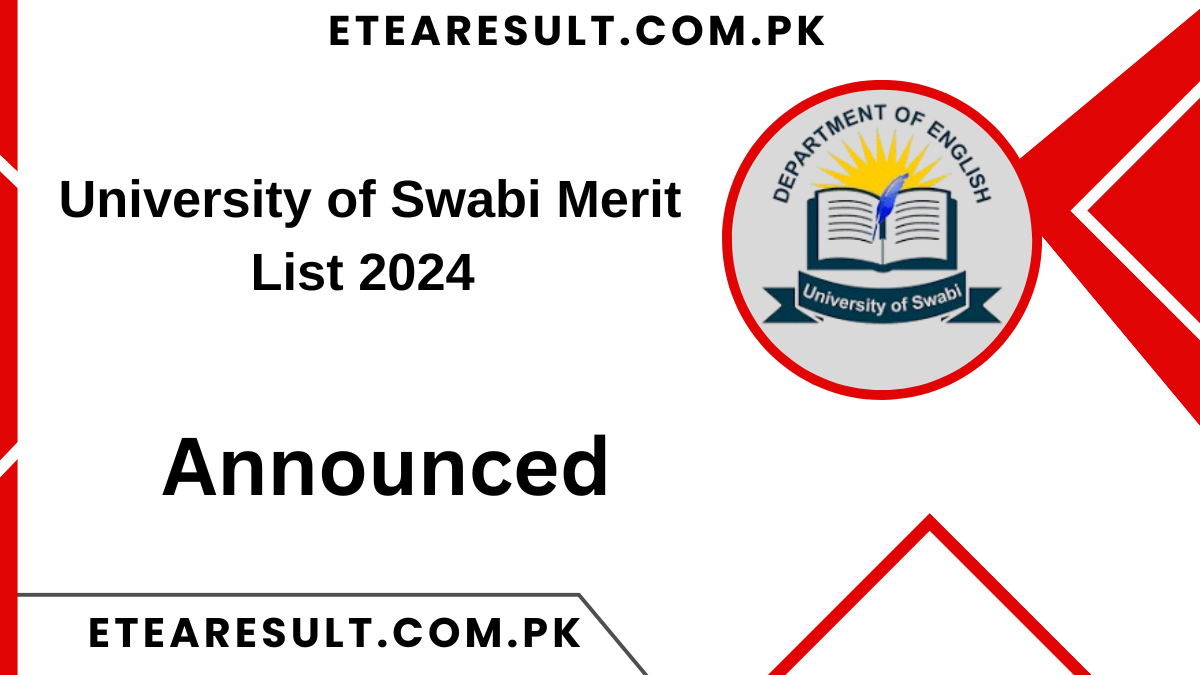 University of Swabi Merit List 2024