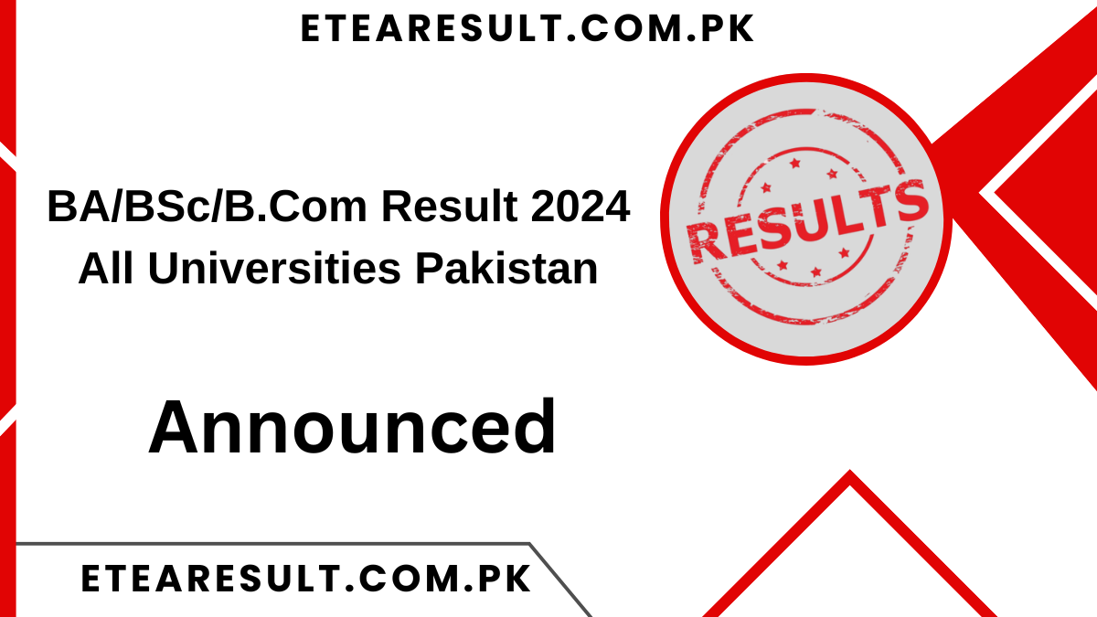 BA/BSc/B.Com Result 2024 All Universities Pakistan