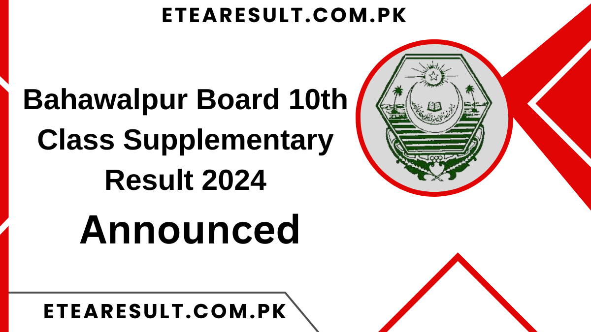 Bahawalpur Board 10th Class Supplementary Result 2024