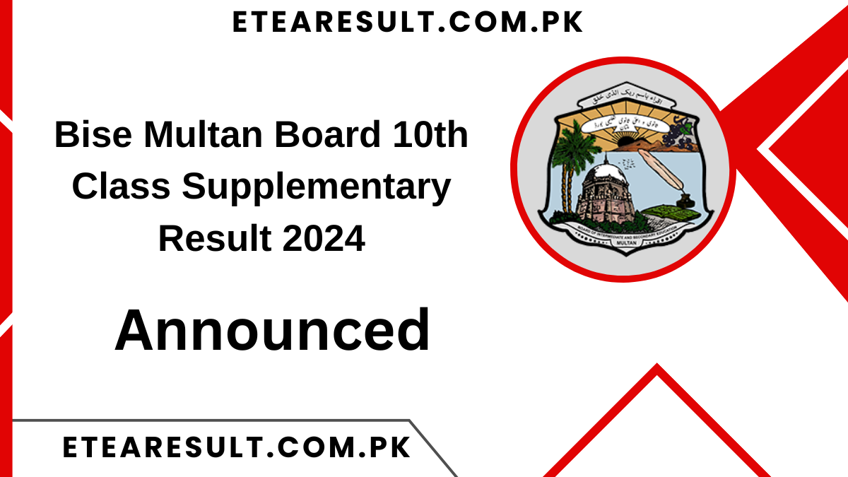 Bise Multan Board 10th Class Supplementary Result 2024