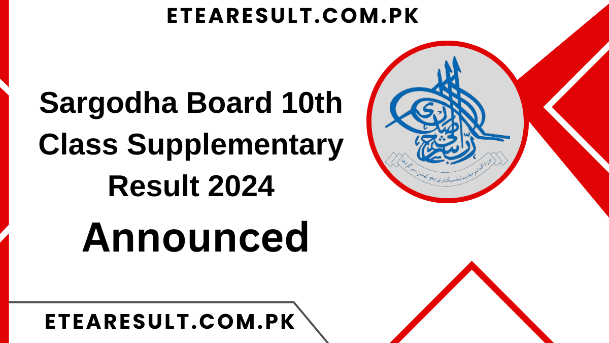 Sargodha Board 10th Class Supplementary Result 2024