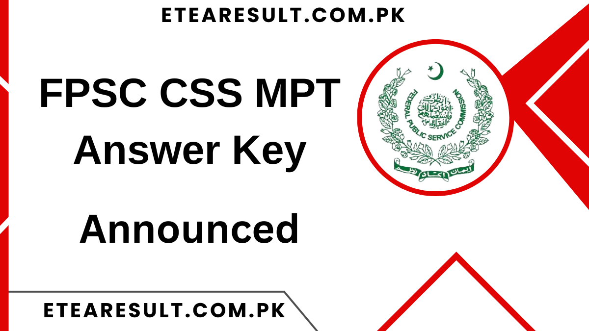 FPSC CSS MPT Answer Key 2024 [Held on 17 November]