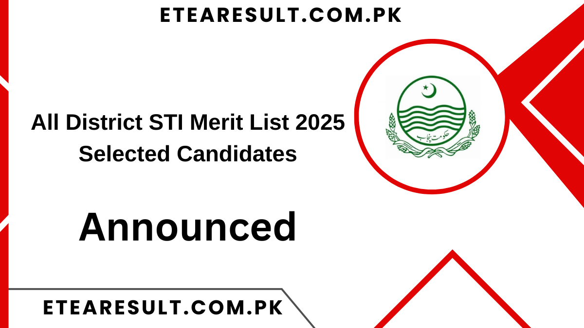 All District STI Merit List 2025 Selected Candidates