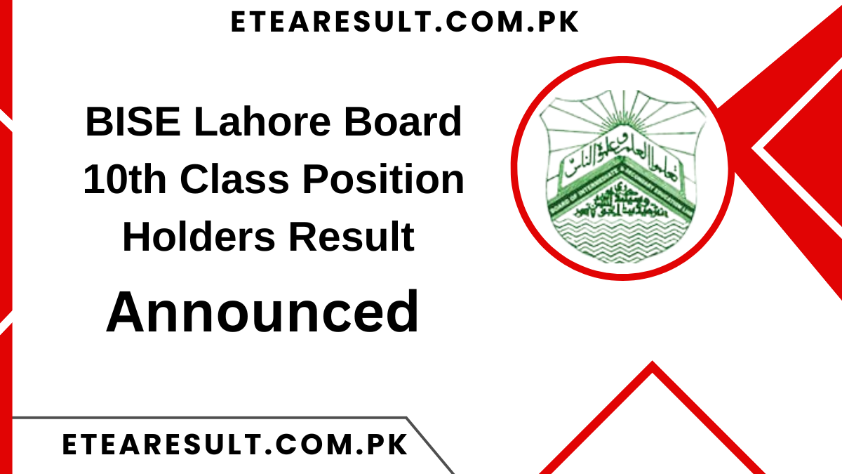BISE Lahore Board 10th Class Position Holders Result